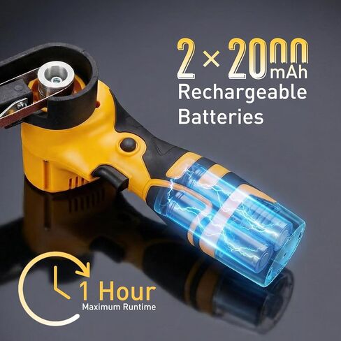 Cordless Belt Sander, 16.8V Mini Hand Held Belt Sander | 2pcs Battery, CVT, 360° Adjustable, 6500RPM, 10PCS Belts & Storage Case for Metal Working & Wood Plastic & Auto Grinding in Kuwait