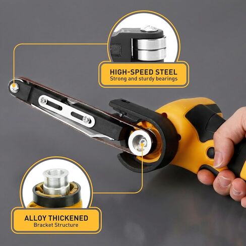 Cordless Belt Sander, 16.8V Mini Hand Held Belt Sander | 2pcs Battery, CVT, 360° Adjustable, 6500RPM, 10PCS Belts & Storage Case for Metal Working & Wood Plastic & Auto Grinding in Kuwait