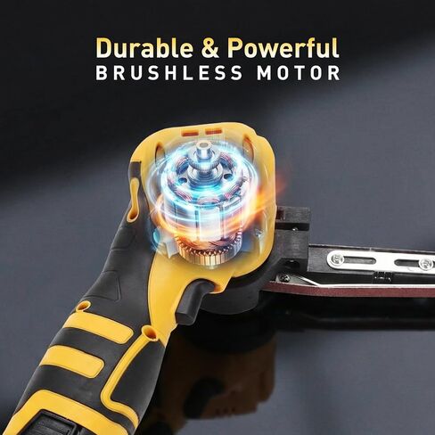 Cordless Belt Sander, 16.8V Mini Hand Held Belt Sander | 2pcs Battery, CVT, 360° Adjustable, 6500RPM, 10PCS Belts & Storage Case for Metal Working & Wood Plastic & Auto Grinding in Kuwait