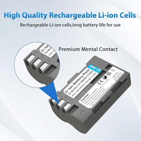 LP EN-EL3e, EL3, EL3a Battery, 2400 mAh Battery Compatible with Nikon D700, D300s, D300, D200, D100, D90, D80, D70S, D70, D50, MH-18, MH18a, MH-19, MB-D200, MB-D10 in Kuwait