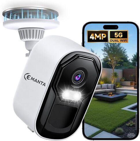 كاميرات مراقبة Solor 4MP لاسلكية في الهواء الطلق، لا يتطلب الاشتراك، واي فاي ثنائي النطاق 2.4G/5G، إنذار صفارات الإنذار لاكتشاف الحركة بالذكاء الاصطناعي، صوت ثنائي الاتجاه، رؤية ليلية كاملة الألوان، عمر البطارية 3 أشهر in Kuwait
