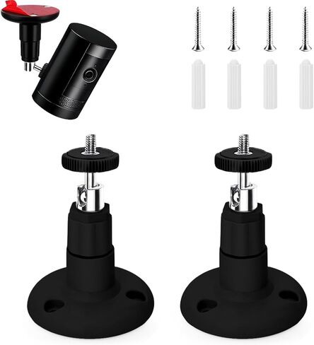 2 Pack Ring Camera Mount Bracket for Ring Stick Up Cam, Ring Outdoor Cam Plus , Ring Indoor Cam | 360° Adjustable Wall Mount or Celling Mount , No Drill , Weatherproof (Black) in Kuwait