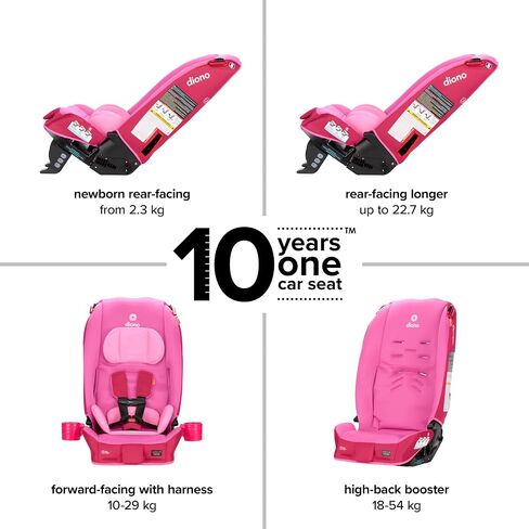 Diono Radian 3R, All-in-One Convertible Car Seat, Rear and Forward Facing, 10 Years 1 Car Seat, Slim Fit 3 Across, Pink Cotton Candy in Kuwait