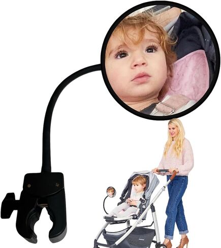 Stroller Mirror - See Your Baby's Face on Stroller Walks. Stroller Accessories to Connect & Engage in Pram or Stroller. Universal Stroller Attachment. (Pramglam OG) in Kuwait