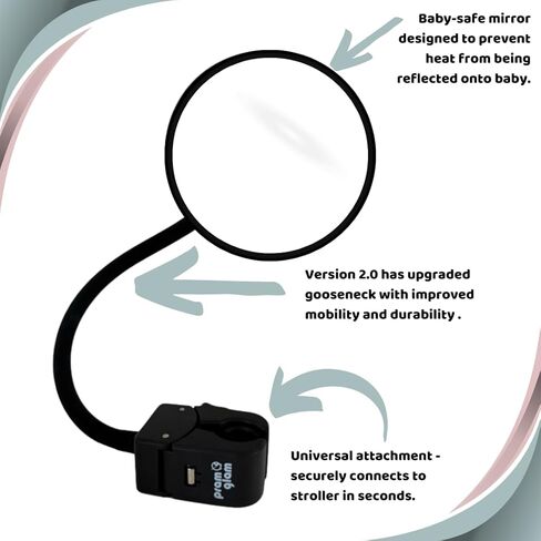 Stroller Mirror - See Your Baby's Face on Stroller Walks. Stroller Accessories to Connect & Engage in Pram or Stroller. Universal Stroller Attachment. (Pramglam OG) in Kuwait