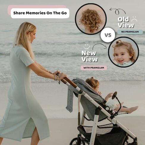 Stroller Mirror - See Your Baby's Face on Stroller Walks. Stroller Accessories to Connect & Engage in Pram or Stroller. Universal Stroller Attachment. (Pramglam OG) in Kuwait