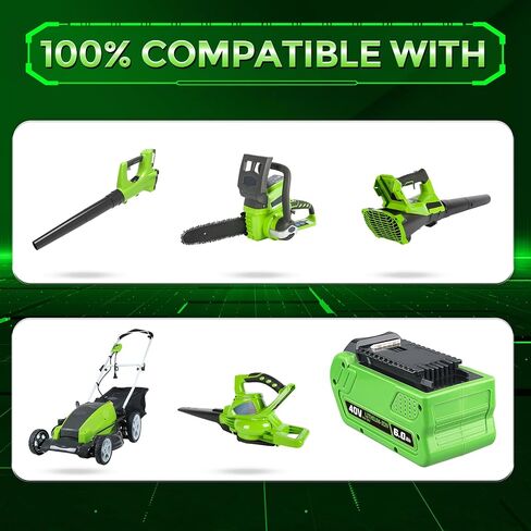 29462 6.0AH بطارية ليثيوم استبدال عالية السعة لبطارية Greenworks 40V 29252 20202 22262 25322 20642 27062 21242 متوافق مع 40V MAX Lawn Mower String String Hedge Trimmer in Kuwait