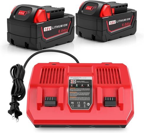 2 Packs Compatible for Milwaukee 18v Battery WK18 6.0Ah Batteries for Milwaukee Mk-18, Strong Power High Capacity for Milwaukee, Compatible with 48-11-1850 48-11-1852 48-11-1865 48-11-1862 48-11-1840 in Kuwait