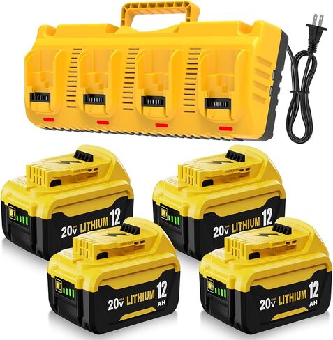 2Pack 12000mAh Replacement for Dewalt 20V Battery and Charger DCB107 Combo | 12V-20V Rapid Charger Compatible with Dewalt 20V Max Battery DCB200 DCB203 DCB204 DCB206 DCB208 in Saudi Arabia