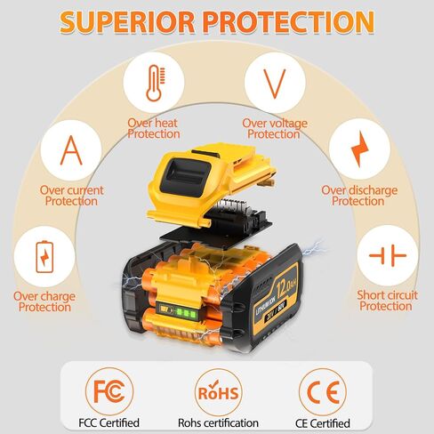 2-Pack 12000mAh Replace Battery for Dewalt 20V/60V Max Batteries Compatible with Dewalt 20V/60V Cordless Power Tools DCB606 DCB609 DCB612 DCB200 DCB206 DCB207 in Kuwait