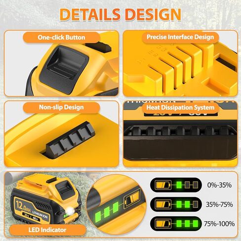 2-Pack 12000mAh Replace Battery for Dewalt 20V/60V Max Batteries Compatible with Dewalt 20V/60V Cordless Power Tools DCB606 DCB609 DCB612 DCB200 DCB206 DCB207 in Kuwait