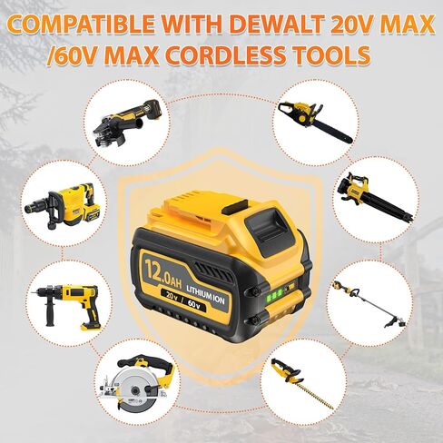 2-Pack 12000mAh Replace Battery for Dewalt 20V/60V Max Batteries Compatible with Dewalt 20V/60V Cordless Power Tools DCB606 DCB609 DCB612 DCB200 DCB206 DCB207 in Kuwait