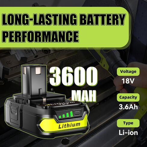 VINIDA 2-Pack 3.6Ah P102 Replacement for Ryobi 18V Battery High Performance P103 P104 P105 P107 P108 Compatible with Ryobi Battery Cordless Power Tools and Chargers in Kuwait