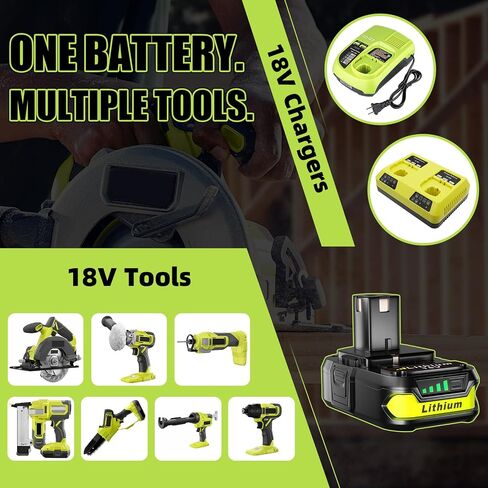 VINIDA 2-Pack 3.6Ah P102 Replacement for Ryobi 18V Battery High Performance P103 P104 P105 P107 P108 Compatible with Ryobi Battery Cordless Power Tools and Chargers in Kuwait