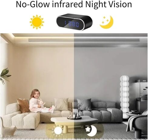 Hidden Camera Clock 1080P Wireless spy Camera Indoor Security Nanny Camera with Motion Detection Home Security Device in Kuwait