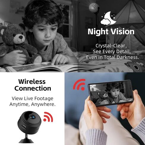 Hidden Camera Surveillance Monitor - WiFi Nanny Cam with 1080P Night Vision, Motion Detection, and Smartphone Compatibility - Indoor Spy Camera for Home/Baby/pet/Office in Kuwait