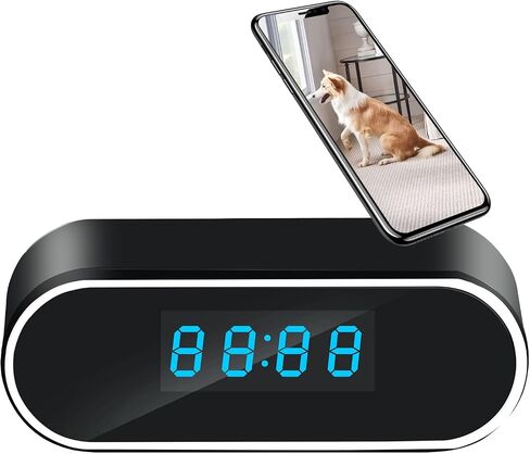 Clock Camera Wireless Hidden Cam - 1080P HD Nanny Cam with Night Vision, Motion Detection for Home, Business Office, Baby & Pet Monitor in Kuwait