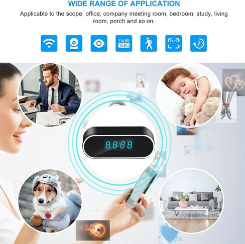 Clock Camera Wireless Hidden Cam - 1080P HD Nanny Cam with Night Vision, Motion Detection for Home, Business Office, Baby & Pet Monitor in Kuwait