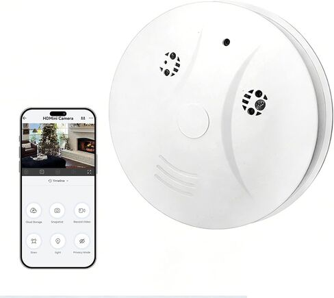 1080P HD WiFi Smoke Detector Security Camera, Night Vision, App Remote View | Real-time remote monitoring via phone App, easy setup, suitable for home, office, garage and shop surveillance in Kuwait
