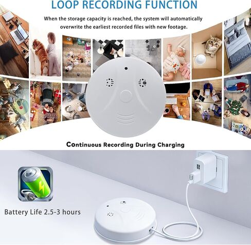 1080P HD WiFi Smoke Detector Security Camera, Night Vision, App Remote View | Real-time remote monitoring via phone App, easy setup, suitable for home, office, garage and shop surveillance in Kuwait