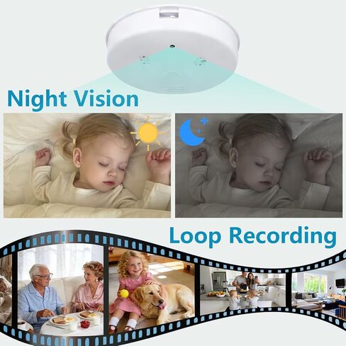 1080P HD WiFi Smoke Detector Security Camera, Night Vision, App Remote View | Real-time remote monitoring via phone App, easy setup, suitable for home, office, garage and shop surveillance in Kuwait