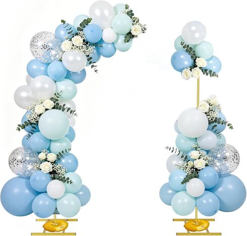 EMART Balloon Arch Stand with 2 Golden U-shaped Water Bag & 4 Reusable Ground Stakes,7.5FT & 6.2FT Set of 2 Gold Half Wedding Arch Stand for Wedding,Party, Baby Shower, Graduation Ceremony, Exhibition in Kuwait