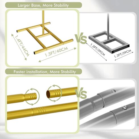 EMART Balloon Arch Stand with 2 Golden U-shaped Water Bag & 4 Reusable Ground Stakes,7.5FT & 6.2FT Set of 2 Gold Half Wedding Arch Stand for Wedding,Party, Baby Shower, Graduation Ceremony, Exhibition in Kuwait