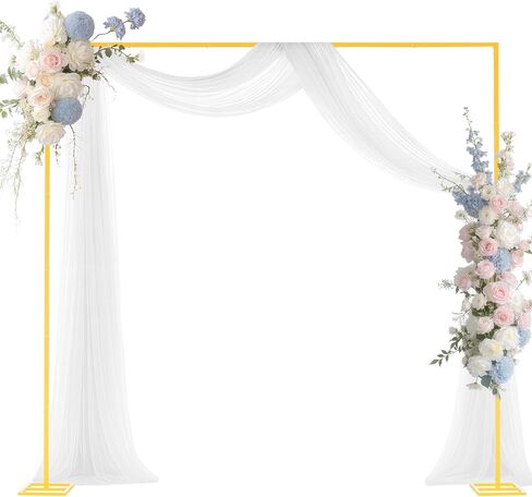 VEVOR Arch Backdrop Stand, 8 x 8 ft, Stable Structure, Easy Assembly, Square Gold Metal Arch Backdrop Stand for Wedding, Birthday Party, Graduation, Holiday Celebration, and Ceremony Decoration in Kuwait