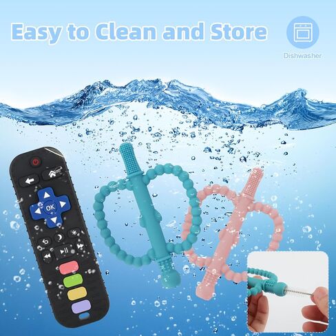Yinghezu Teethings Toys Teething Sticks and Remote Teether for Babies | remote and apple shape Bpa Free Baby Sensory Chew Toys for Babies 0-6 6-12 12-18 Months soothes teething for babies in Kuwait