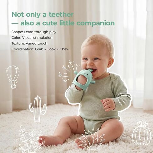 Momcozy Baby Teether Toys, Food Grade Silicone Baby Teether,Teething Mitten,Teething Toys for Babies, Teethers for Babies 3-6 Months，Anti Drop Wrist Teether with Multiple Chew Points， Mint Green in Kuwait