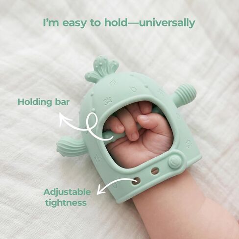 Momcozy Baby Teether Toys, Food Grade Silicone Baby Teether,Teething Mitten,Teething Toys for Babies, Teethers for Babies 3-6 Months，Anti Drop Wrist Teether with Multiple Chew Points， Mint Green in Kuwait