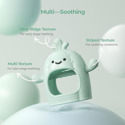 Momcozy Baby Teether Toys, Food Grade Silicone Baby Teether,Teething Mitten,Teething Toys for Babies, Teethers for Babies 3-6 Months，Anti Drop Wrist Teether with Multiple Chew Points， Mint Green in Kuwait