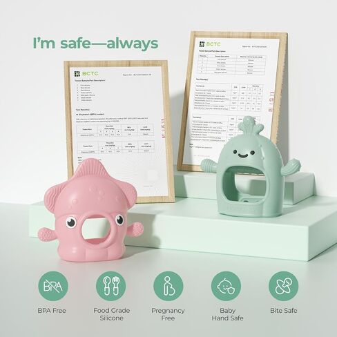 Momcozy Baby Teether Toys, Food Grade Silicone Baby Teether,Teething Mitten,Teething Toys for Babies, Teethers for Babies 3-6 Months，Anti Drop Wrist Teether with Multiple Chew Points， Mint Green in Kuwait