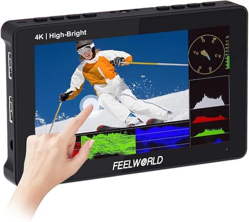 FEELWORLD P6XL 6 Inch Camera Monitor, 1200nit Touch Screen Field Monitor, 1920x1080 Full HD, 3000mAh Battery, Sunshade, 4K HDMI Input, HDR, Waveform, Focus Peaking, 3D LUT for DSLR & Mirrorless Camera in Kuwait