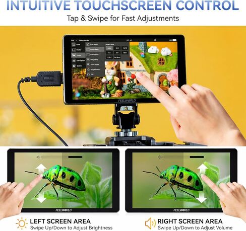 FEELWORLD P6XL 6 Inch Camera Monitor, 1200nit Touch Screen Field Monitor, 1920x1080 Full HD, 3000mAh Battery, Sunshade, 4K HDMI Input, HDR, Waveform, Focus Peaking, 3D LUT for DSLR & Mirrorless Camera in Saudi Arabia