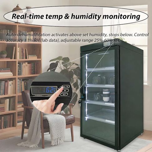 100L Digital Camera Dehumidify Storage, Dehumidifying Dry Cabinet Box, 5Layers for Camera Lens, Electronic Equipment, Electronic Dry Cabinet Storage with Temp & Humidity LED Screen in Kuwait