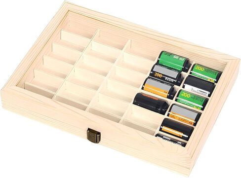 135 Film Storage Case Compatible with Kodak 135mm Film – Solid Wood Box for 30 Rolls of 35mm Film, Wooden Display & Storage Container with Transparent Lid in Kuwait