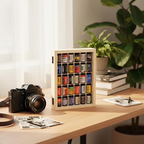 135 Film Storage Case Compatible with Kodak 135mm Film – Solid Wood Box for 30 Rolls of 35mm Film, Wooden Display & Storage Container with Transparent Lid in Kuwait