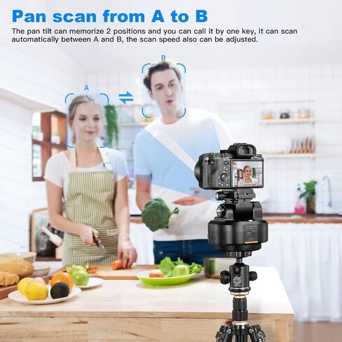 Soonpho M2 Motorized Rotating Panoramic Tripod Head with Remote Control & Mobile Phone Clip for DSLR Cameras/Smartphones-Built-in 2000mAh Lithium Battery, 2.2lb/1kg Maximum Playload in Saudi Arabia