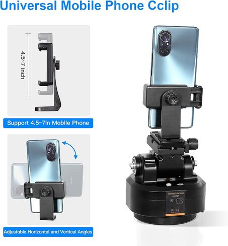 Soonpho M2 Motorized Rotating Panoramic Tripod Head with Remote Control & Mobile Phone Clip for DSLR Cameras/Smartphones-Built-in 2000mAh Lithium Battery, 2.2lb/1kg Maximum Playload in Saudi Arabia