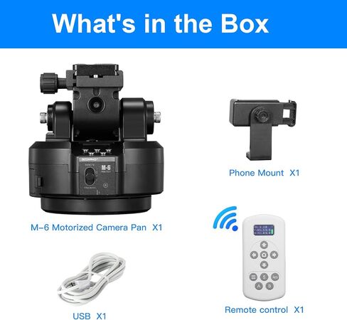 Soonpho M2 Motorized Rotating Panoramic Tripod Head with Remote Control & Mobile Phone Clip for DSLR Cameras/Smartphones-Built-in 2000mAh Lithium Battery, 2.2lb/1kg Maximum Playload in Saudi Arabia