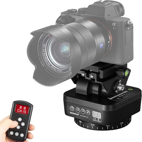 Soonpho M2 Motorized Rotating Panoramic Tripod Head with Remote Control & Mobile Phone Clip for DSLR Cameras/Smartphones-Built-in 2000mAh Lithium Battery, 2.2lb/1kg Maximum Playload in Kuwait