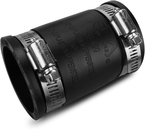 Flexible PVC Pipe Coupling with Rubber Hose Clamps for Flex Coupling 1-1/2 Inch Nominal Pipes Drain Repair, Dust Hose,Plumbing Connection,Cast Iron,Plastic Pipes Upgrade, PVC Condensate Pipe Coupler in Kuwait