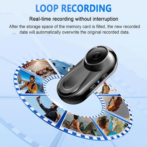 Mini Body Camera 1080P, 512G Thumb Action Camera Hands-Free Recording, Magnetic Vlogging Cam with 360° Rotate, Wearable Video Recorder for CyclingTraveling/Motorcycle(SD Card Not Included) Black in Kuwait