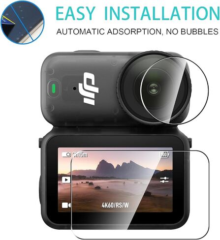 2 Pack Compatible with DJI Osmo Nano Screen Protector + 2 Pack Camera Lens Protector,Full Coverage 9H Tempered Glass Film,HD Clear Scratch Resistant for DJI Osmo Nano Accessories in Kuwait