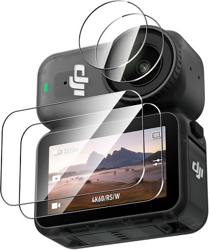 2 Pack Compatible with DJI Osmo Nano Screen Protector + 2 Pack Camera Lens Protector,Full Coverage 9H Tempered Glass Film,HD Clear Scratch Resistant for DJI Osmo Nano Accessories in Kuwait
