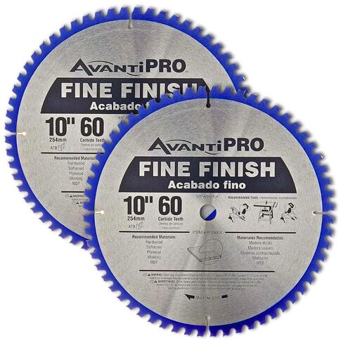 AvantiPro by Freud Fine Finish Saw Blades with Carbide-Tipped Teeth - Ideal for Precision Cutting for DIYers and Professionals - 10", 60-Tooth, Max RPM 6000-2-Pack - P106060PP in Kuwait