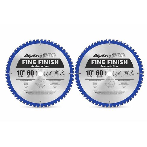 AvantiPro by Freud Fine Finish Saw Blades with Carbide-Tipped Teeth - Ideal for Precision Cutting for DIYers and Professionals - 10", 60-Tooth, Max RPM 6000-2-Pack - P106060PP in Kuwait