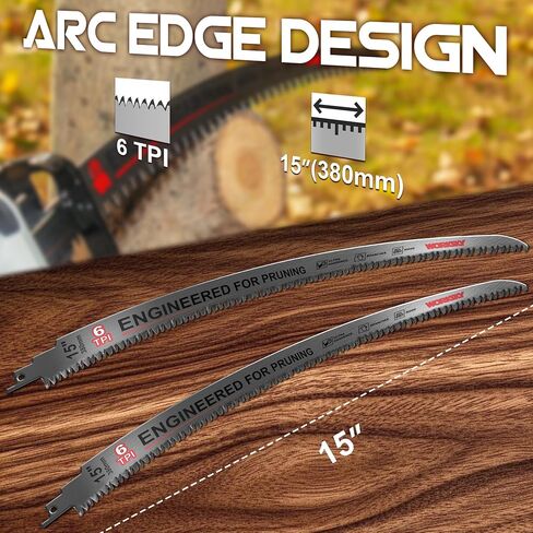 15 Inch Japanese Teeth Arc Edge Reciprocating Saw Blade | Curved Edge Wood Pruning Saw Blades 6TPI for Tree Trimming, Wood Cutting, Durable & Sharp, 3 Pieces in Kuwait