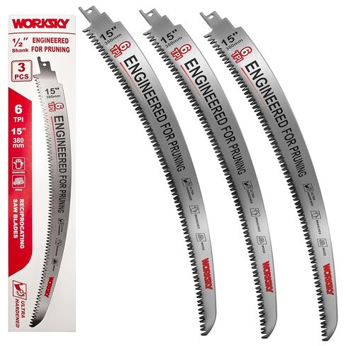 15 Inch Japanese Teeth Arc Edge Reciprocating Saw Blade | Curved Edge Wood Pruning Saw Blades 6TPI for Tree Trimming, Wood Cutting, Durable & Sharp, 3 Pieces in Kuwait